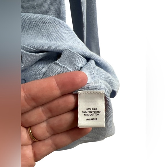 Banana Republic light blue silk button down sweater cardigan - Picture 4 of 5